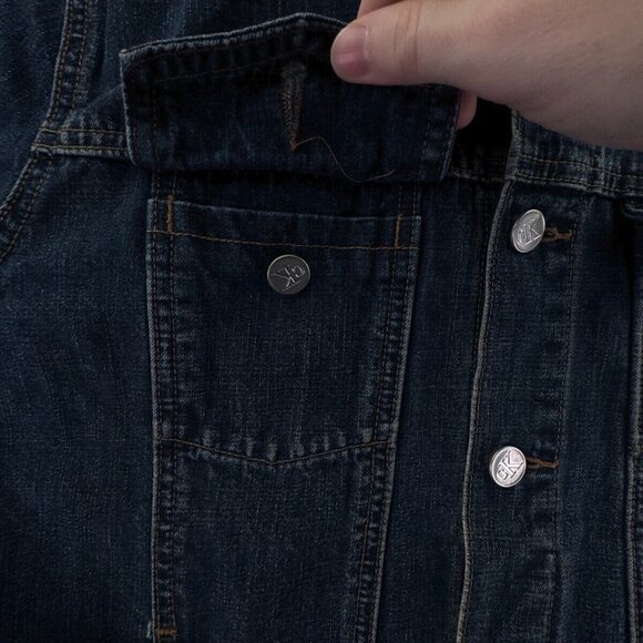 Calvin Klein Large Blue Denim Button Up Jacket Cotton Adult Women Trucker Pocket - Picture 10 of 14